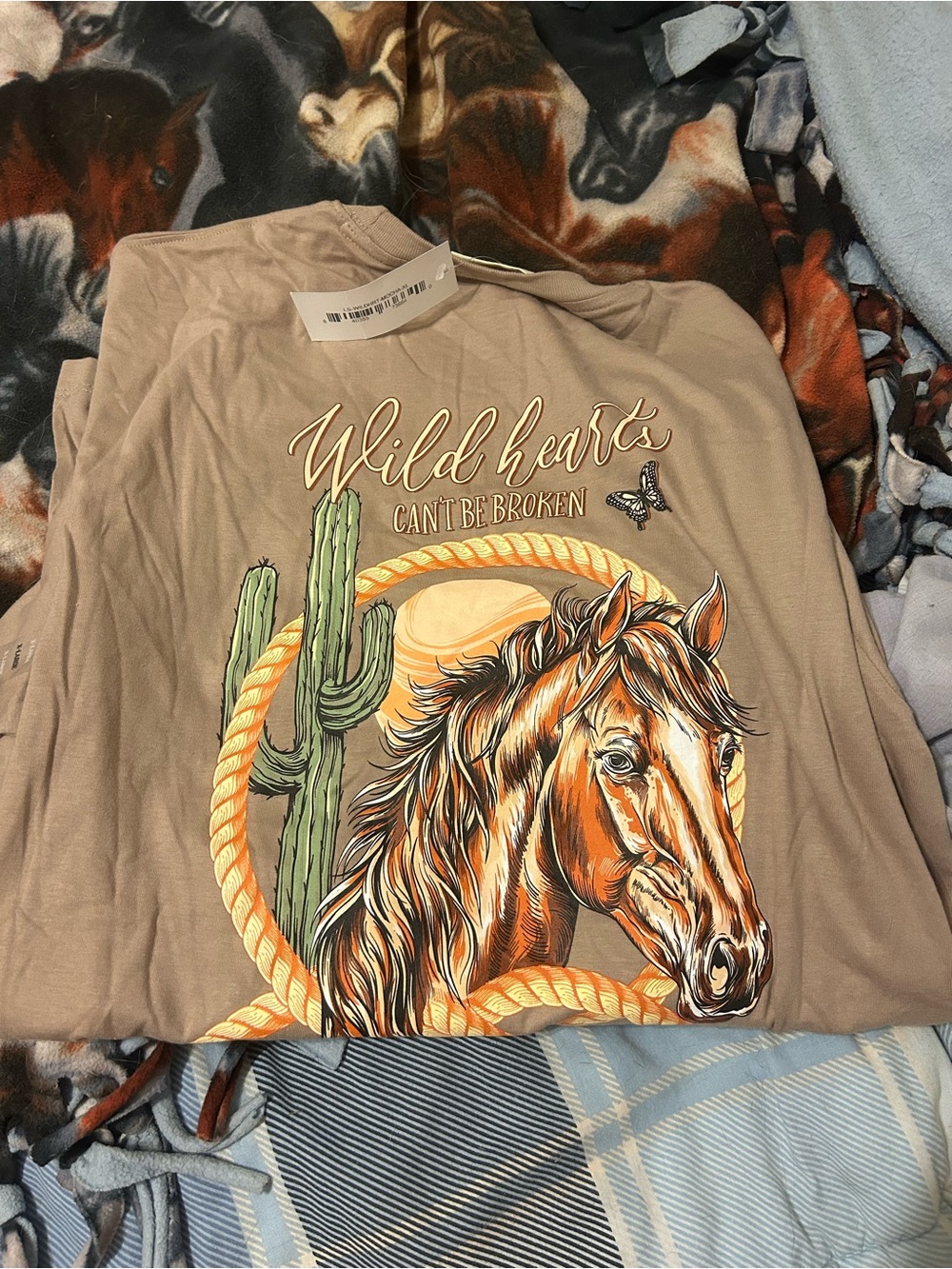 Simply Southern Taupe Long Sleeve 'Wild Hearts' Horse Graphic Tee